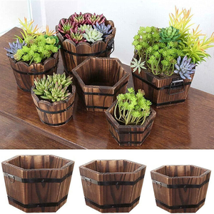 Seau de jardinière en bois naturel fait à la main pour décor de fleurs de plantes pour le jardin domestique en gros du Vietnam - Product Image 6