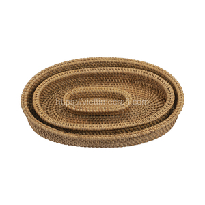 High Quality Set of 3 Rattan Serving Tray <b>Accessories</b> Home <b>Decoration</b> <b>Kitchen</b> Storage <b>Kitchen</b> <b>Accessories</b> Vietnam - Product Image 1