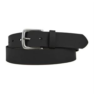 Formal Black Cow Hide Leather <b>Belt</b> With Silver Rectangular Pin Buckle Solid Design Men's Waist Accessory - Product Image 1