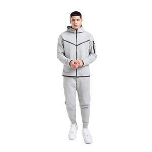 Conjunto Deportivo de Forro Polar Vintage para Hombre, Sudadera con Capucha y Pantalones Deportivos con Estampado Sólido, Ropa Informal Unisex - Product Image 3