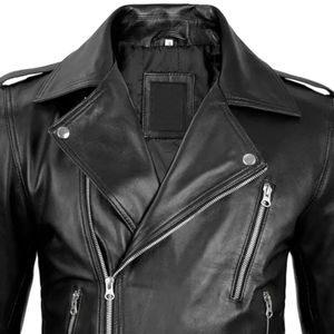 Chaqueta de cuero de Moto negra personalizable para hombre 100% ropa de carreras de automóviles de invierno de cuero genuino de alta calidad directamente del fabricante - Product Image 2