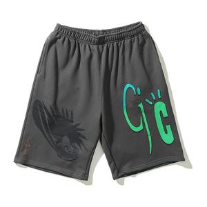 Short de jogging d'été unisexe en coton pour hommes, taille moyenne, longueur au genou, logo personnalisé, couleur unie, vente en gros, short de sport - Product Image 1