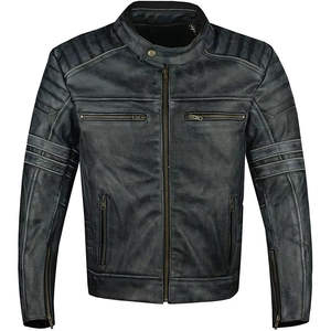 Veste d'hiver longue et fine en cuir et toile pour homme avec fermeture éclair et poches, style personnalisé - Product Image 4