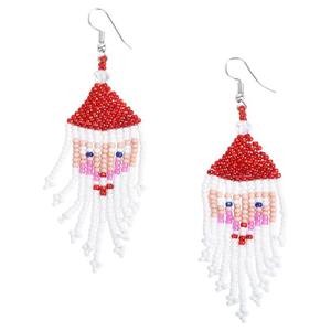 Pendientes de cuentas de semillas redondas bordadas hechas a mano clásicas Pendientes de gota de tendencia superior para mujeres y niñas de la India - Product Image 2