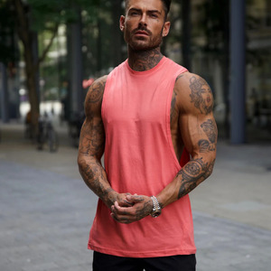 Wholesale Custom Logo 100% Cotton Mens Workout Summer Quick Dry Breathable Eco-Friendly Knitted Ribbed Pink Stringer Tank Tops - Product Image 1