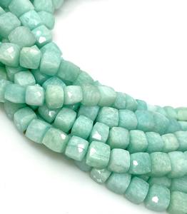 Wholesale Bulk 8\" Peruvian Amazonite Gemstone Beads <b>3D</b> Cube Box 7-8mm Jewelry Supplies - Product Image 3