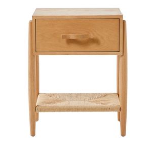 Hendrix Modern <b>Side</b> <b>Table</b> Solid Teak Wood with Woven Rope 1 <b>Drawer</b> Natural Finish for Bedroom or Hotel Living Room - Product Image 6