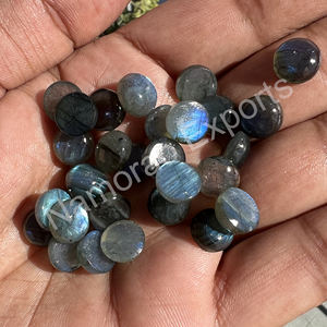 Labradorite naturelle 7x7mm Cabochon rond toutes tailles disponibles dos plat fabrication de bijoux pierre pierres précieuses en vrac - Product Image 5