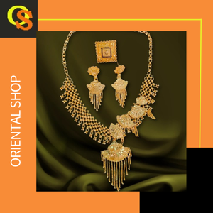 ชุดเครื่องประดับทองชุบ 22K ล่าสุด ประกอบด้วยสร้อยคอ ต่างหู และแหวน ดีไซน์แบบดั้งเดิมสำหรับเจ้าสาว มีจำหน่ายแล้ว - Product Image 3