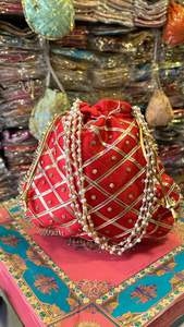 High Quality Indian Handmade Embroidery Ethnic Wedding Gift Party Bags Wrist Handbag Woman Clutches and <b>Jewelry</b> Pouches - Product Image 3