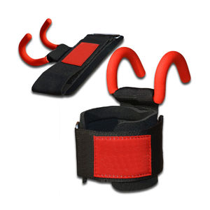 Ganchos de varilla de potencia de entrenamiento de gimnasio de alta resistencia con correa de muñeca de neopreno ganchos de varilla de entrenamiento de levantamiento de pesas SEGURIDAD DE Fitness - Product Image 1