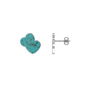 Boucles d'oreilles pendantes en argent sterling 925 de qualité supérieure, perle d'eau de mer turquoise, forme de double cœur, sertissage en bezel, tendance, cadeau de mariage - Product Image 1