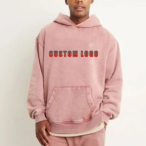 Fait sur mesure 100% coton délavé au soleil patchs en détresse sweats à capuche surdimensionné Boxy Fit respirant pull à capuche pour hommes - Product Image 1
