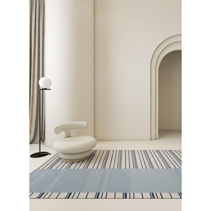 พรมขนสัตว์ทอมือสีน้ำเงิน Indusbar ADWL-19 ลายทางสี่เหลี่ยมผืนผ้า ขนาด 9x12 ฟุต สำหรับห้องนั่งเล่น ห้องโถง ทางเข้าบ้าน ของใหม่ - Product Image 5