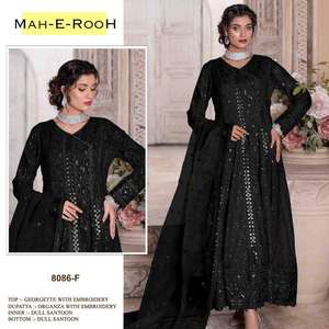 Ropa y accesorios Traje pakistaní Estilo de vestido Anarkali con Secuencia de bordado Vestido de boda de trabajo para venta de exportación - Product Image 6