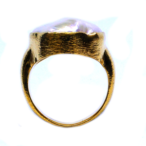 Classic Women's 925 Sterling <b>Silver</b> Wedding <b>Ring</b> Gold Plated with Baroque Pearl Gemstone Fashion Jewelry - Product Image 3