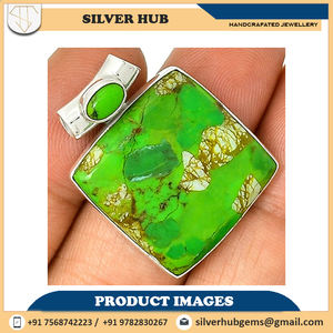 925 sólido verde esterlina xopper turquesa piedra preciosa joyería fina colgante venta al por mayor proveedor indio directo de fábrica OEM ODM - Product Image 2