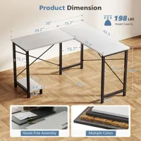 Bureau d'angle en L pour ordinateur et jeux, avec étagère pour CPU, idéal pour le travail, l'étude et l'écriture à domicile ou au bureau (OEM/ODM)