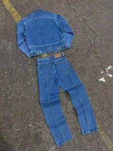 Ensemble de jeans en denim pour femmes Veste et pantalon à manches longues Ensemble de pantalons deux pièces en denim d'été décontractés avec denim - Product Image 4