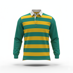 Maillot de rugby classique pour hommes à manches longues solide tricoté 100% coton respirant sportif pour chemise - Product Image 2