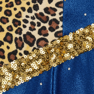 Dancewear <b>Blue</b> Shimmer Metallic Bodysuit Women's Full Length Performance Outfit with Mesh Cut-outs and Sequins - Product Image 6