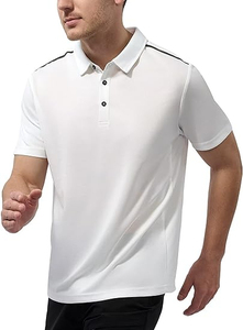 Chemises formelles pour hommes à motif uni en tissu tissé Spandex/Polyester, manches courtes, longueur courte, brodées, anti-humidité, séchage rapide - Product Image 3