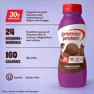 Batido de Proteína Premier, Chocolate, 30 g de Proteína, 24 Vitaminas y Minerales para Apoyar la Salud Inmunológica, 11.5 fl oz, Paquete de 6 - Product Image 3
