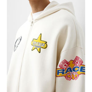 เสื้อฮู้ดผู้ชายแบบมีซิปสีทึบแนวสตรีทมีฮู้ดแบบหลวมเสื้อผ้าชั้นนอกมีฮู้ดผ้าคอตตอนใส่ได้ทั้งผู้ชายและ100% - Product Image 5