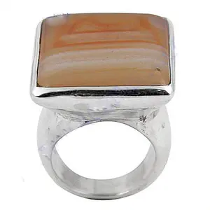 Rose Gold & Rhodium Plated Agate Stone <b>Ring</b> Fashionable Women's <b>Statement</b> Jewelry Gift Inlaid with Stylish <b>Silver</b> - Product Image 3