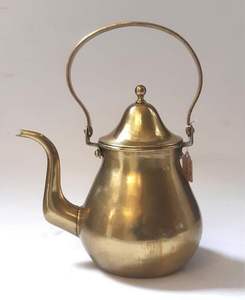 Ethnic brass <b>tea</b> pot and <b>kettle</b> with detailed craftsmanship for vintage home decor and premium kitchen arrangements - Product Image 2