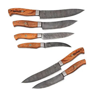 Juego de Cuchillos Profesionales Burraq de 8 Piezas, Hechos a Mano con Acero de Damasco y Acero al Carbono, Mango de Madera, Ambidiestros, Aptos para Lavavajillas - Product Image 3