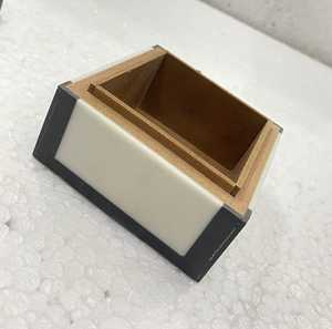 Artisanat Boîte À Bijoux Décoratif Résine Carré Puces Incrustation Boîte De Rangement MDF Bois Matériel - Product Image 2