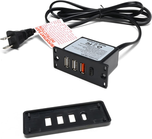 ปลั๊กพ่วง 20 วัตต์ 3 พอร์ต USB-A 1 พอร์ต USB-C แบบฝัง ช่องเสียบฮับ รองรับ PD 5V/<span class=keywords><strong>2</strong></span>.4A ชาร์จเร็ว 4 พอร์ต USB สำหรับติดตั้งบนเตียง โต๊ะทำงาน - Product Image 2