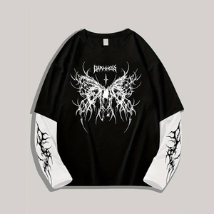 Poids lourd personnalisé 100% coton pull tricot thermique surdimensionné Double manches Streetwear impression à manches longues sweat hommes - Product Image 1