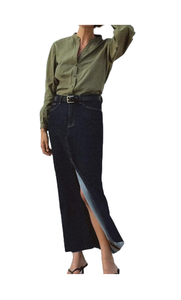 Camisa verde oliva de manga larga ultraligera para mujer, perfecta para ropa informal, disponible a granel - Product Image 4