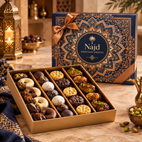 Boîte cadeau de luxe personnalisée AT PACK avec séparateurs pour dattes et chocolats, emballage de friandises arabes pour Ramadan et Eid avec ruban