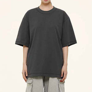Camiseta de gran tamaño con hombros caídos de alta calidad, Camiseta 100% de algodón con logotipo personalizado, camiseta informal Lisa para hombres - Product Image 3