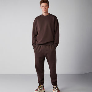 ชุดวอร์มผ้าฝ้าย100% มีฮู้ดและกางเกงวอร์มพิมพ์ลายนูนสำหรับผู้ชาย - Product Image 2