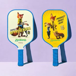 Ракетка для пиклбола Disney Nick Wilde из углеродного волокна, формованная, с цельным сердечником, безрамочная, удлиненная форма, высокая мощность, высокая агрессивность захвата. - Product Image 1