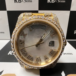 Reloj de Acero Inoxidable con Moissanita VVS, Movimiento Automático ETA, Lujoso, Hecho a Mano, Completamente Cubierto de Diamantes, Estilo Hip Hop, Unisex - Product Image 3
