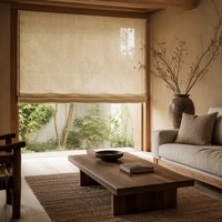 Persiana Romana con Aspecto de Lino Wabi Sabi, Persianas Personalizadas para Ventanas, Persiana Romana con Aislamiento Térmico, Control Remoto para Hotel, Oficina, Cafetería