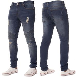Jeans décontractés pour hommes, style streetwear, coupe ample, jambe droite, jeans délavés, jeans amples en denim bleu pour hommes - Product Image 4