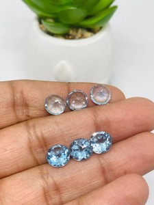 Topaze bleue facettée de 8 mm, qualité supérieure, pierre précieuse naturelle de 1 à 2 carats, certifiée par un tiers, pour la fabrication de bijoux, pierres en vrac - Product Image 2