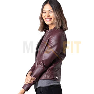 MAXFIT ENTERPRISES-Chaqueta de Cuero para Mujer, Hecho a Mano, Diseño de Moda, Lona, Suave, Transpirable, Producto Acabado - Product Image 3