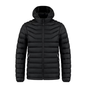 Wholesale <b>Detachable</b> <b>Sleeve</b> Men's Custom Puffer Jacket Fleece Lining Casual Winter Wear with Zipper Closure DDP Shipping - Product Image 3