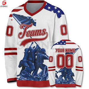 Vente en gros directe d'usine Maillots de hockey sur glace sublimés au meilleur prix Polyester pour adultes avec impression de conception de logo de couleur personnalisée - Product Image 2