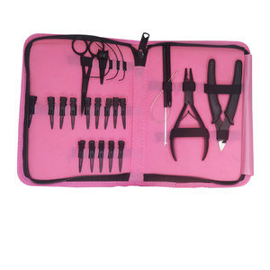 Outils d'extension de cheveux de première classe pince à perles pinces à boucles de brosse à poils réguliers avec étui en cuir - Product Image 1