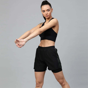 Pantalones cortos de verano de cintura alta para mujer, cintura elástica transpirable informal con bolsillos para entrenamiento en la playa, Yoga - Product Image 2