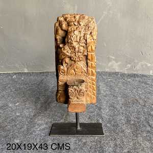 Corbeille murale en bois massif vintage indien, sculptée à la main, durable, décoration murale architecturale, style rustique antique, intérieur de maison, assortiment 1 - Product Image 2