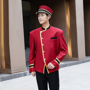 Venta al por mayor Hotel uniforme portero ropa de trabajo de manga larga hombres Niño todas las estaciones Tops frente Oficina vestíbulo recepción Hotel uniforme - Product Image 3